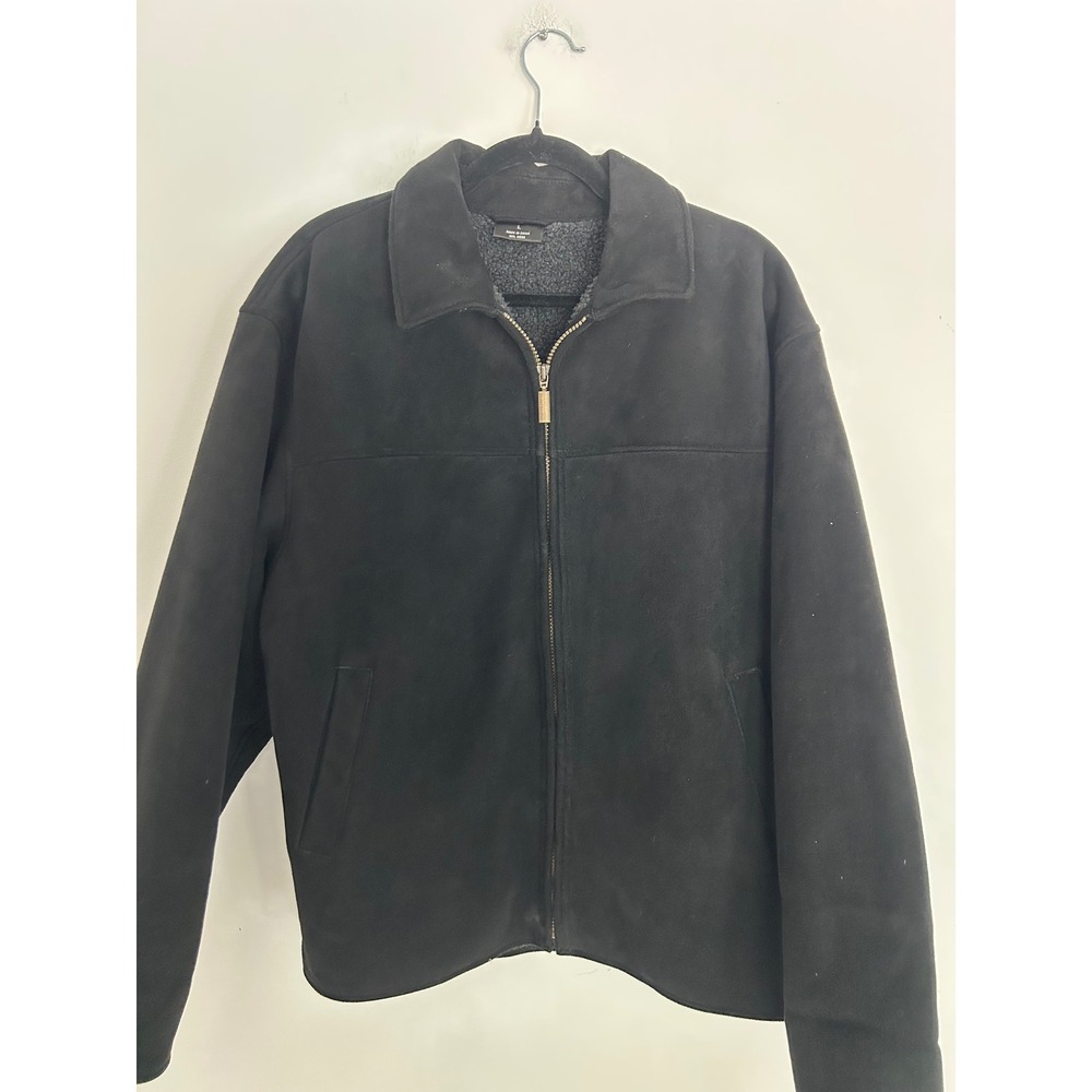 Weatherproof Impermeable Mens Black Faux Suede Sherpa Lined Full Zip Jacket L